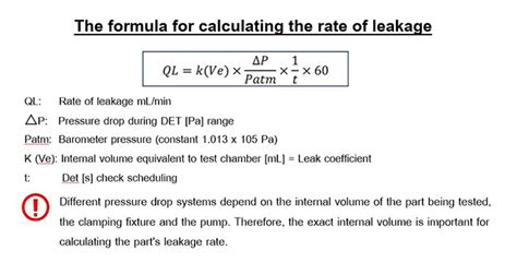 compressed air leakage test formula|air leakage calculation formula.